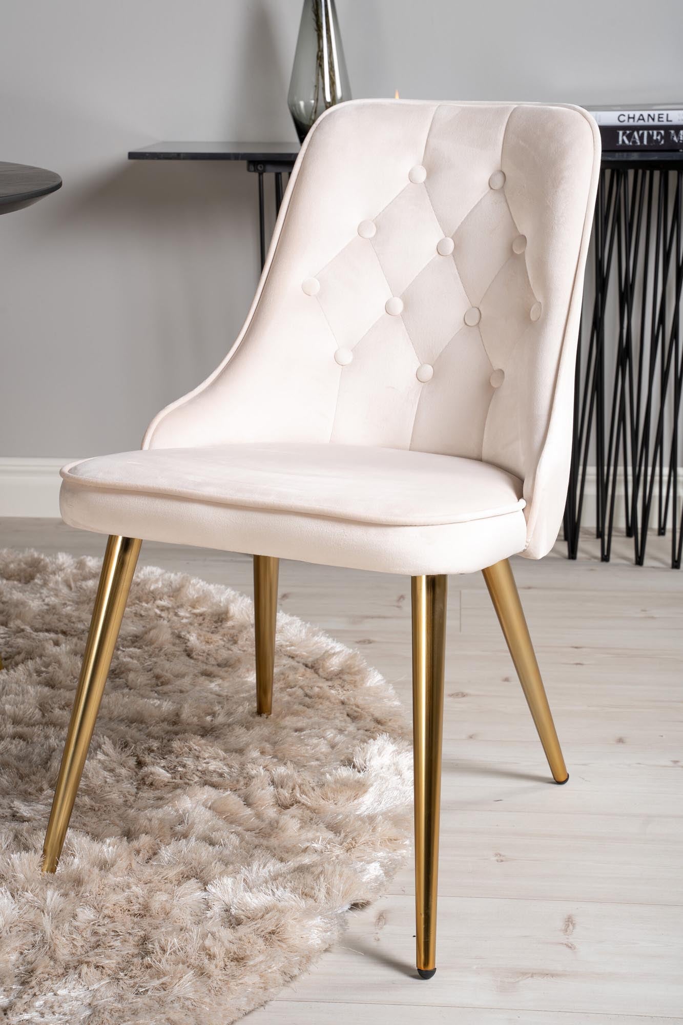 Dipp Esszimmerset + Velvet Deluxe ⌀115cm/4St. in Beige, Gold präsentiert im Onlineshop von KAQTU Design AG. Esszimmerset ist von Venture Home