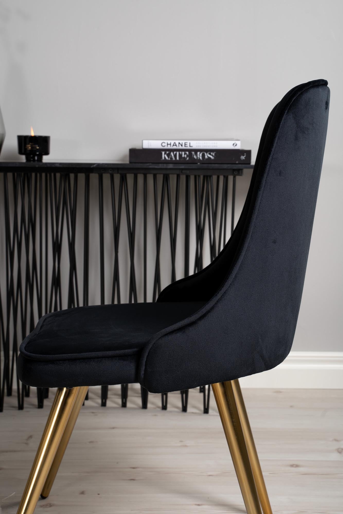 Dipp Esszimmerset + Velvet Deluxe ⌀115cm/4St. in Schwarz / Gold präsentiert im Onlineshop von KAQTU Design AG. Esszimmerset ist von Venture Home