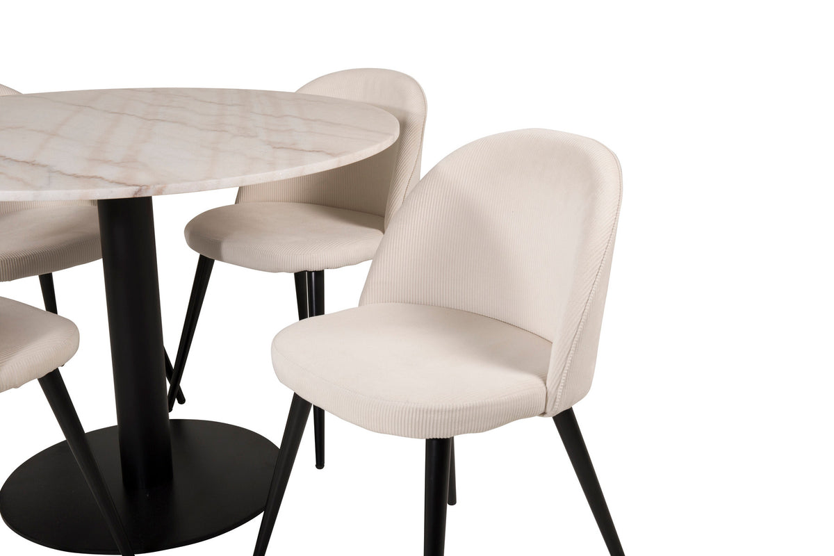 Estelle Esszimmerset + Velvet ⌀106cm in Schwarz-Weiss präsentiert im Onlineshop von KAQTU Design AG. Esszimmerset ist von Venture Home