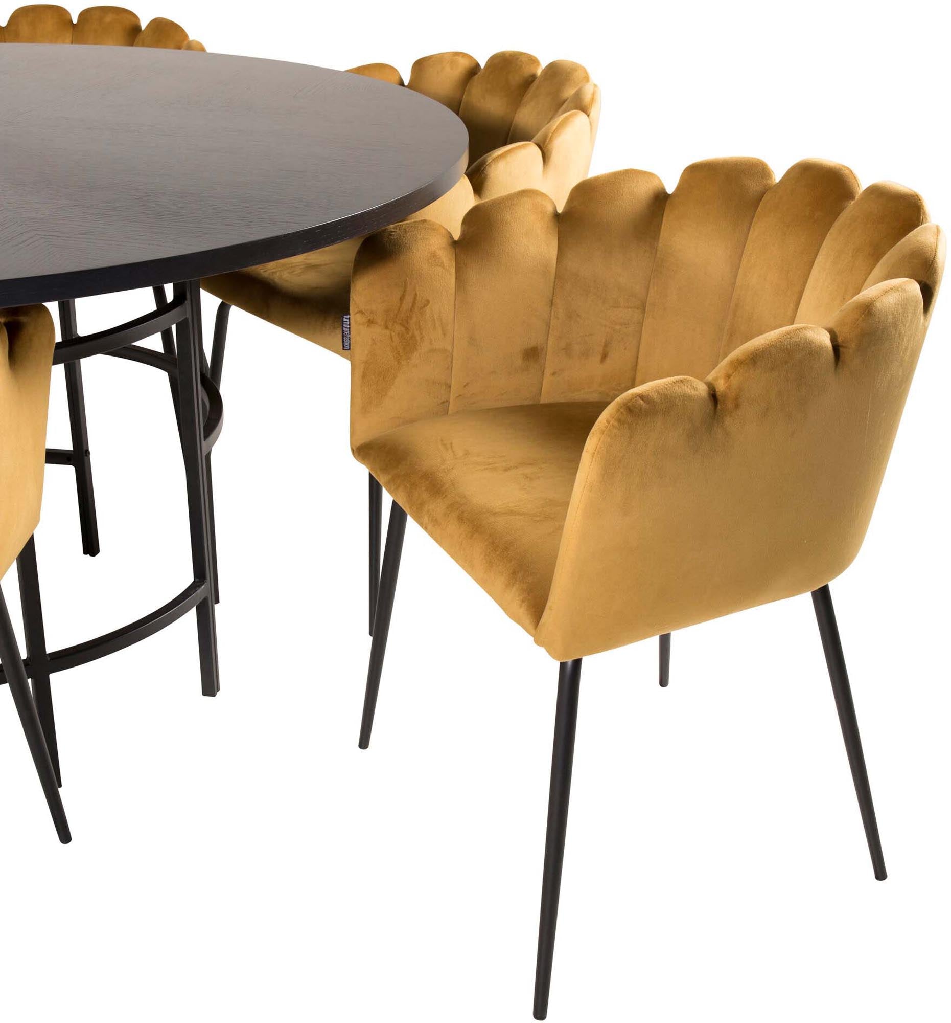 Esszimmerset Copenhagen + Limhamn ⌀140cm/6St. in Schwarz / Gelb präsentiert im Onlineshop von KAQTU Design AG. Esszimmerset ist von Venture Home