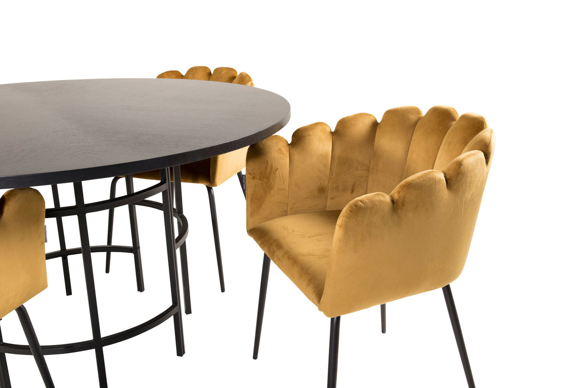 Esszimmerset Copenhagen + Limhamn ⌀140cm/4St. in Schwarz / Gelb präsentiert im Onlineshop von KAQTU Design AG. Esszimmerset ist von Venture Home