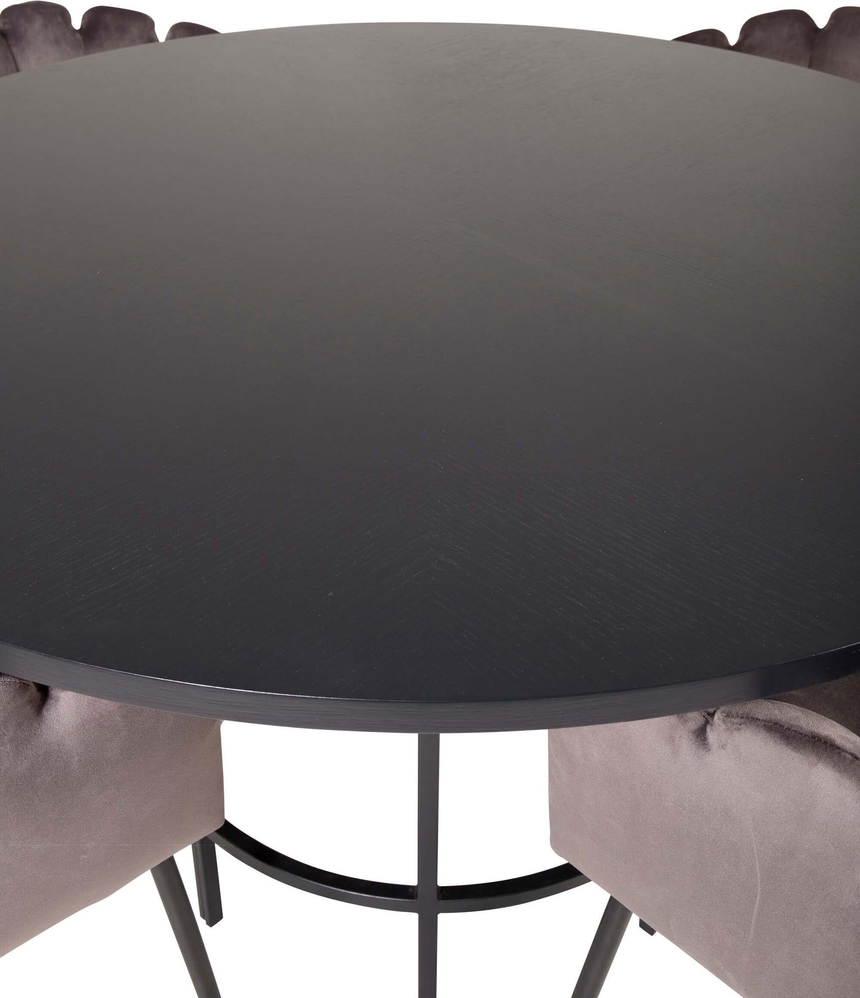 Esszimmerset Copenhagen + Limhamn ⌀140cm/4St. in Schwarzgrau präsentiert im Onlineshop von KAQTU Design AG. Esszimmerset ist von Venture Home
