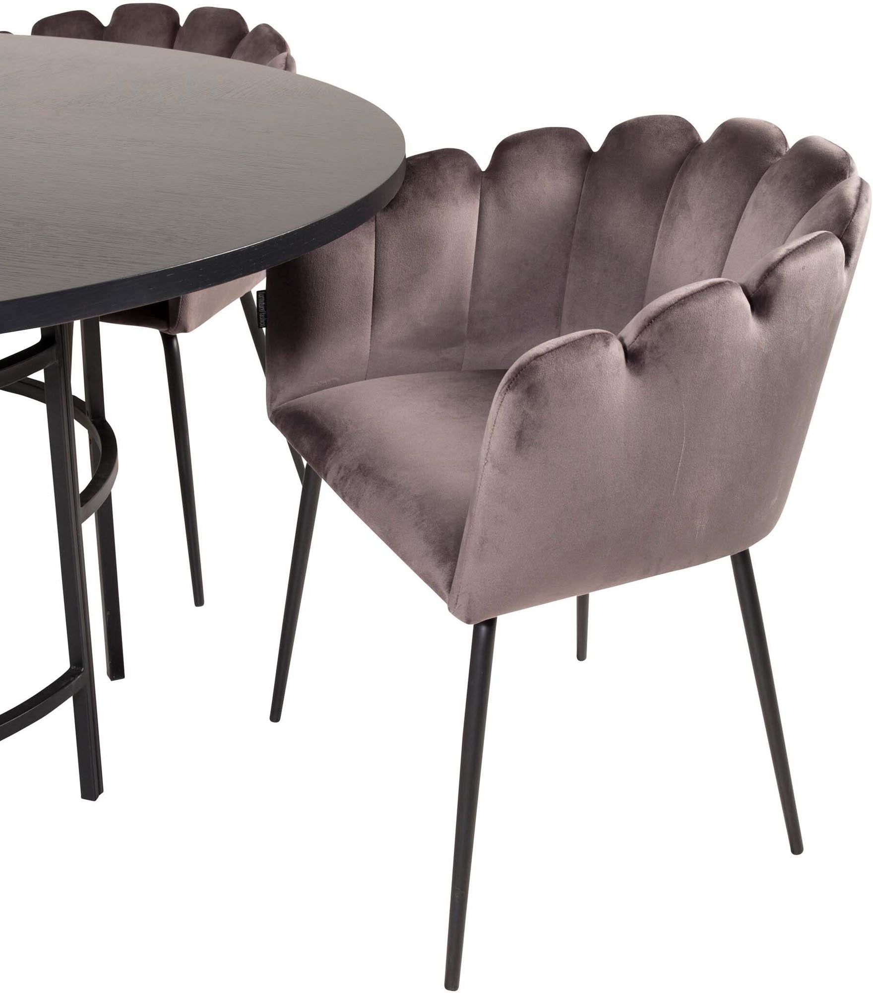 Esszimmerset Copenhagen + Limhamn ⌀140cm/4St. in Schwarzgrau präsentiert im Onlineshop von KAQTU Design AG. Esszimmerset ist von Venture Home