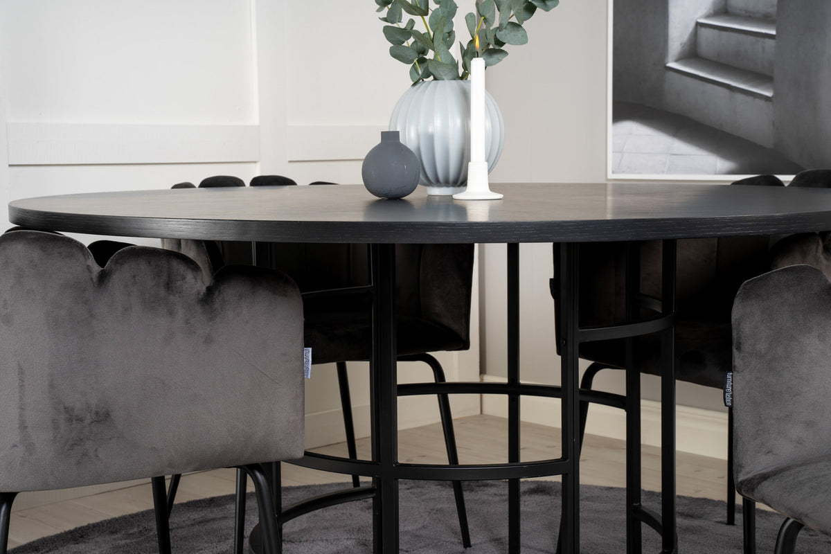 Esszimmerset Copenhagen + Limhamn ⌀140cm/4St. in Schwarzgrau präsentiert im Onlineshop von KAQTU Design AG. Esszimmerset ist von Venture Home
