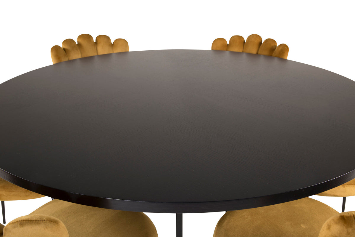 Esszimmerset Copenhagen + Limhamn Light ⌀140cm/6St. in Schwarz / Gelb präsentiert im Onlineshop von KAQTU Design AG. Esszimmerset ist von Venture Home