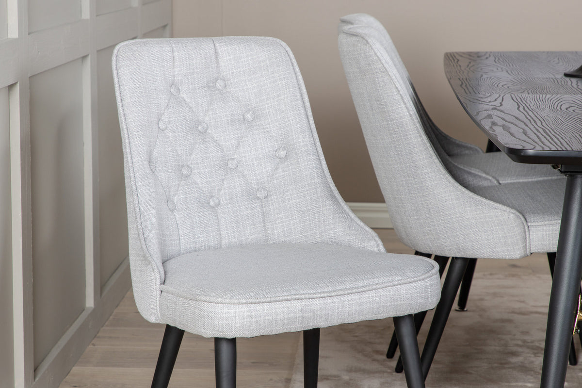 Gold Esszimmerset ausziehbar + Velvet Deluxe 180cm/6St. in Grau / Schwarz präsentiert im Onlineshop von KAQTU Design AG. Esszimmerset ist von Venture Home