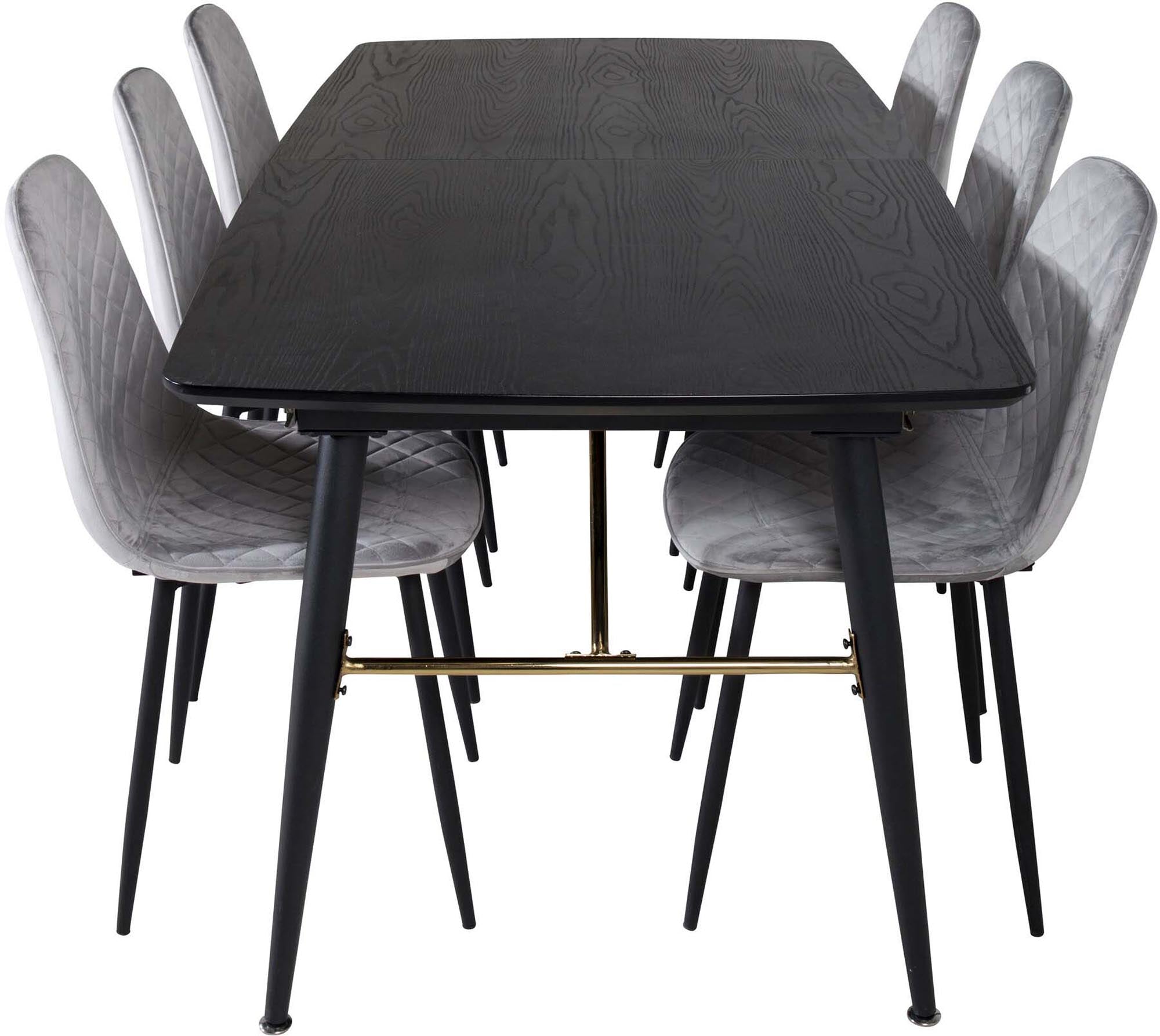 Gold Esszimmerset ausziehbar + Polar 180cm/6St. in Schwarzgrau präsentiert im Onlineshop von KAQTU Design AG. Esszimmerset ist von Venture Home