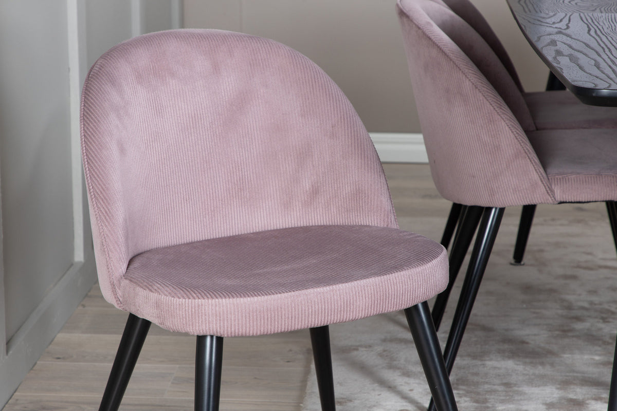 Gold Esszimmerset ausziehbar + Velvet 180cm/6St. in Schwarz, Altrosa präsentiert im Onlineshop von KAQTU Design AG. Esszimmerset ist von Venture Home