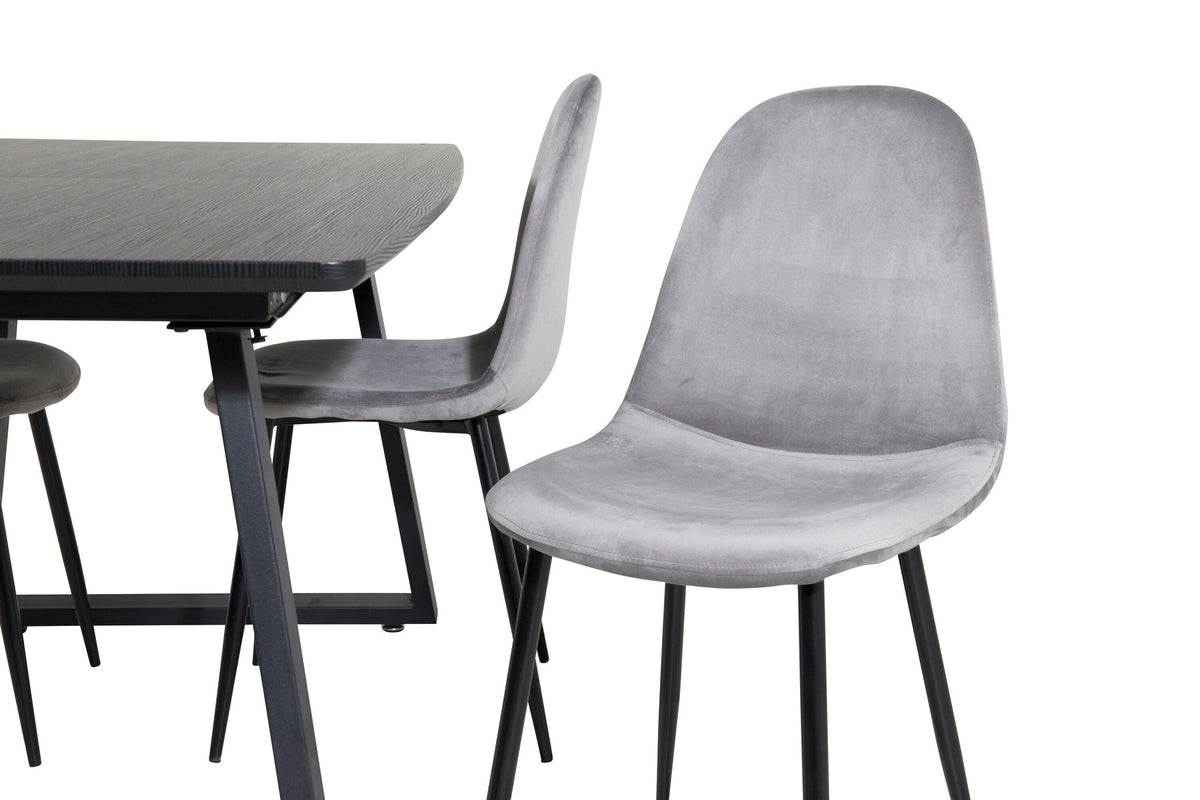 Inca Esszimmerset ausziehbar (Polar) 160cm/4St. in Schwarz / Grau präsentiert im Onlineshop von KAQTU Design AG. Esszimmerset ist von Venture Home