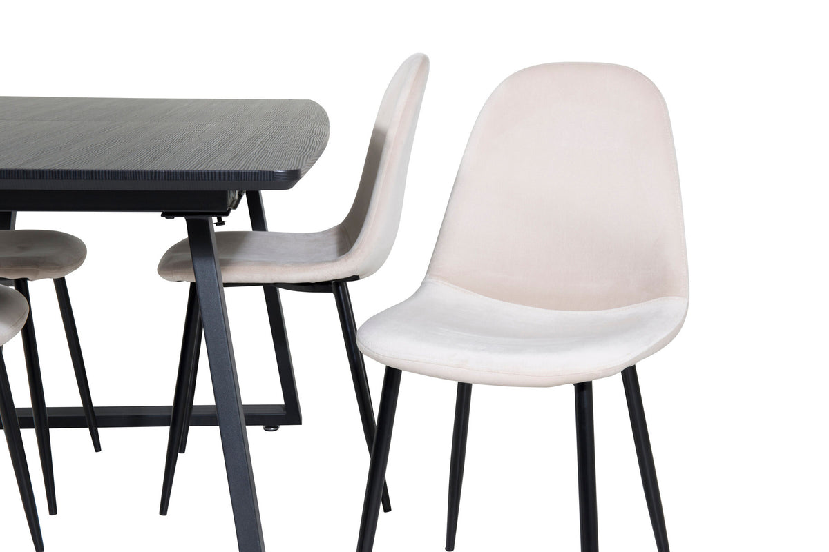 Inca Esszimmerset ausziehbar (Polar) 160cm/4St. in Schwarz / Beige präsentiert im Onlineshop von KAQTU Design AG. Esszimmerset ist von Venture Home