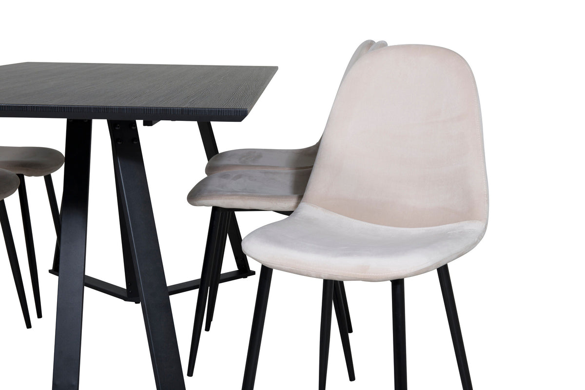 Marina Esszimmerset Polar 180cm/6St. in Beige, Schwarz präsentiert im Onlineshop von KAQTU Design AG. Esszimmerset ist von Venture Home