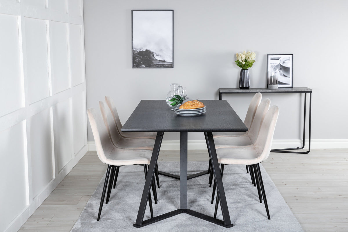 Marina Esszimmerset Polar 180cm/6St. in Beige, Schwarz präsentiert im Onlineshop von KAQTU Design AG. Esszimmerset ist von Venture Home