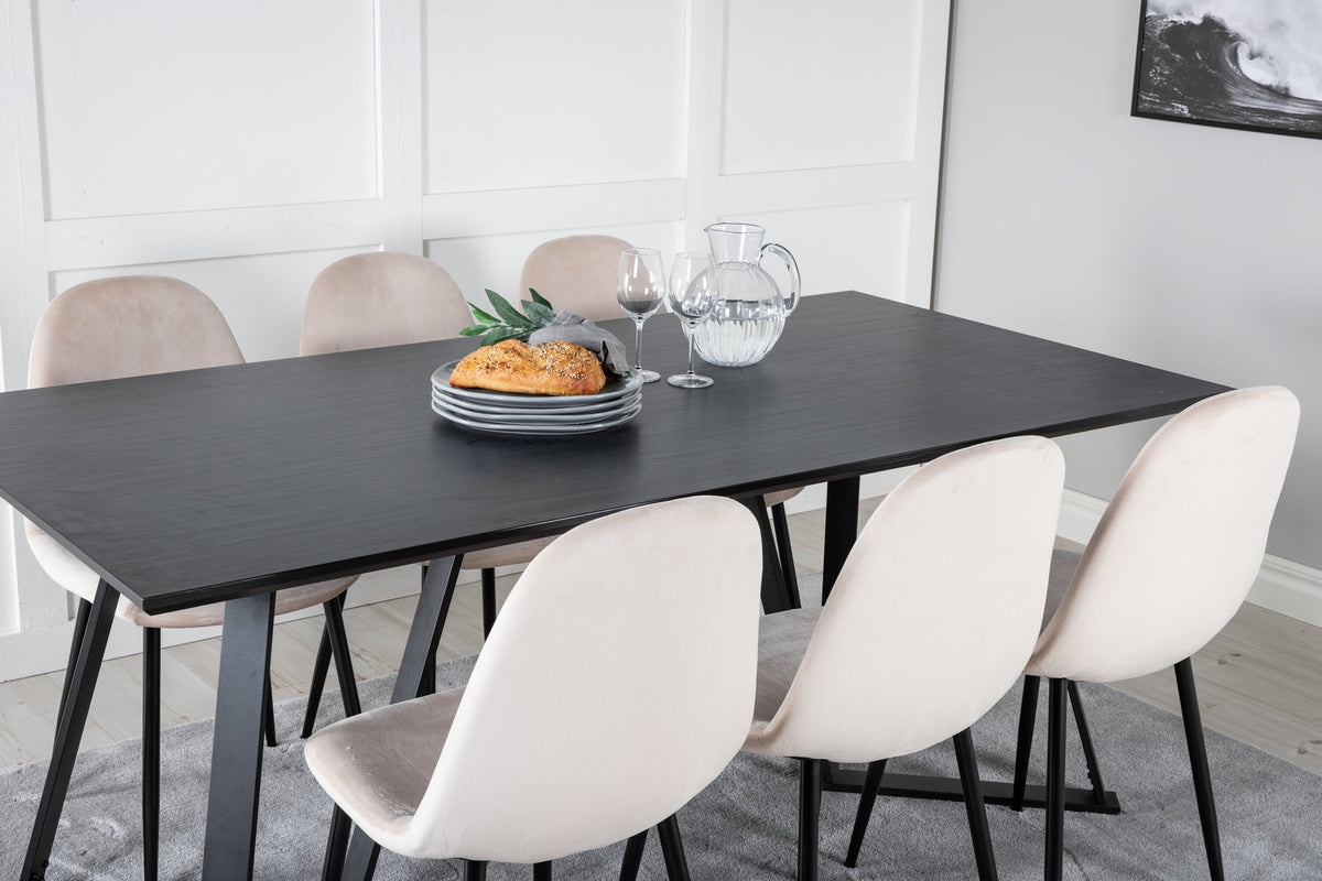 Marina Esszimmerset Polar 180cm/6St. in Beige, Schwarz präsentiert im Onlineshop von KAQTU Design AG. Esszimmerset ist von Venture Home