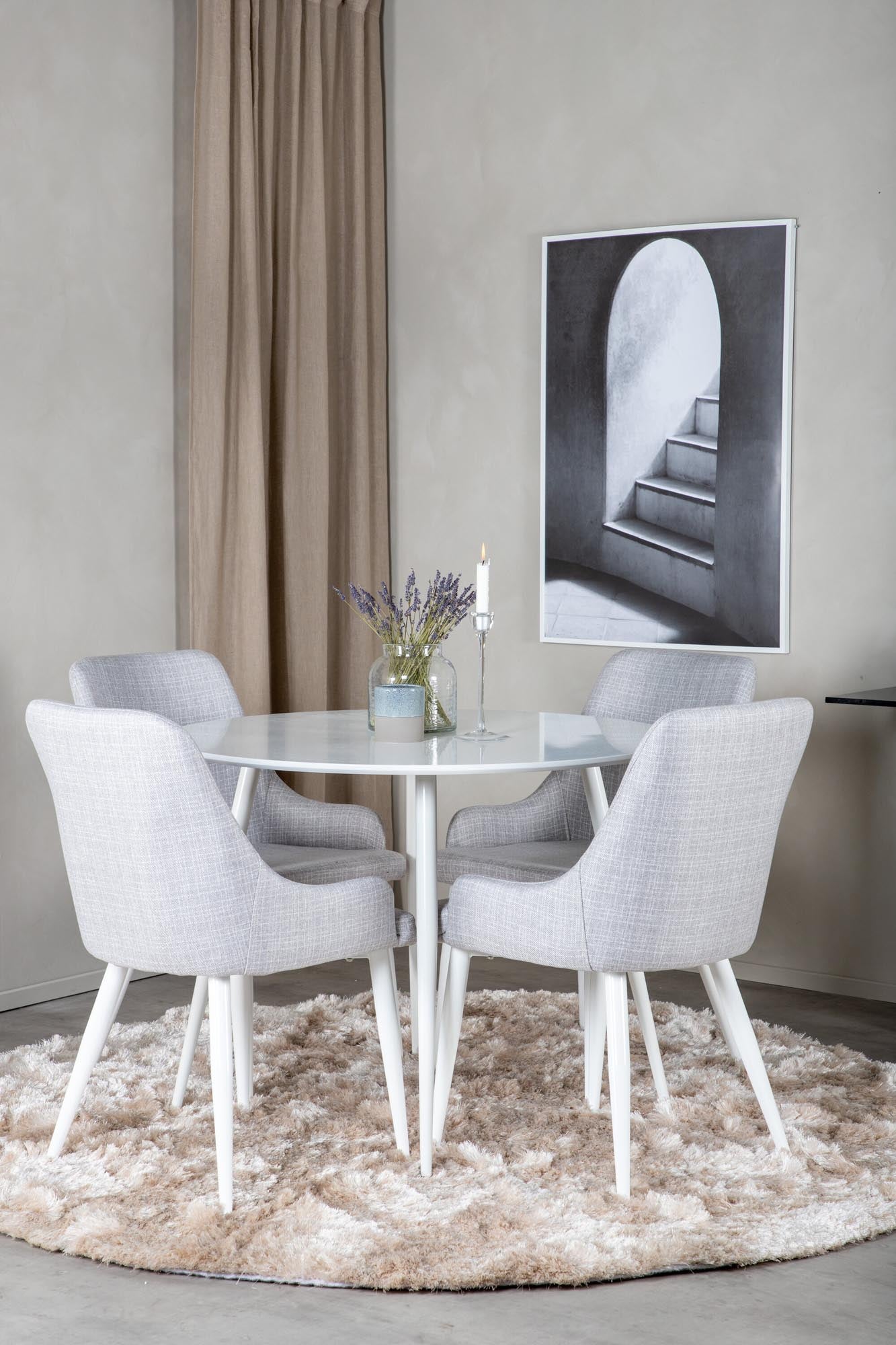 Plaza Esszimmerset ⌀100cm/4St. in Grau / Weiss präsentiert im Onlineshop von KAQTU Design AG. Esszimmerset ist von Venture Home