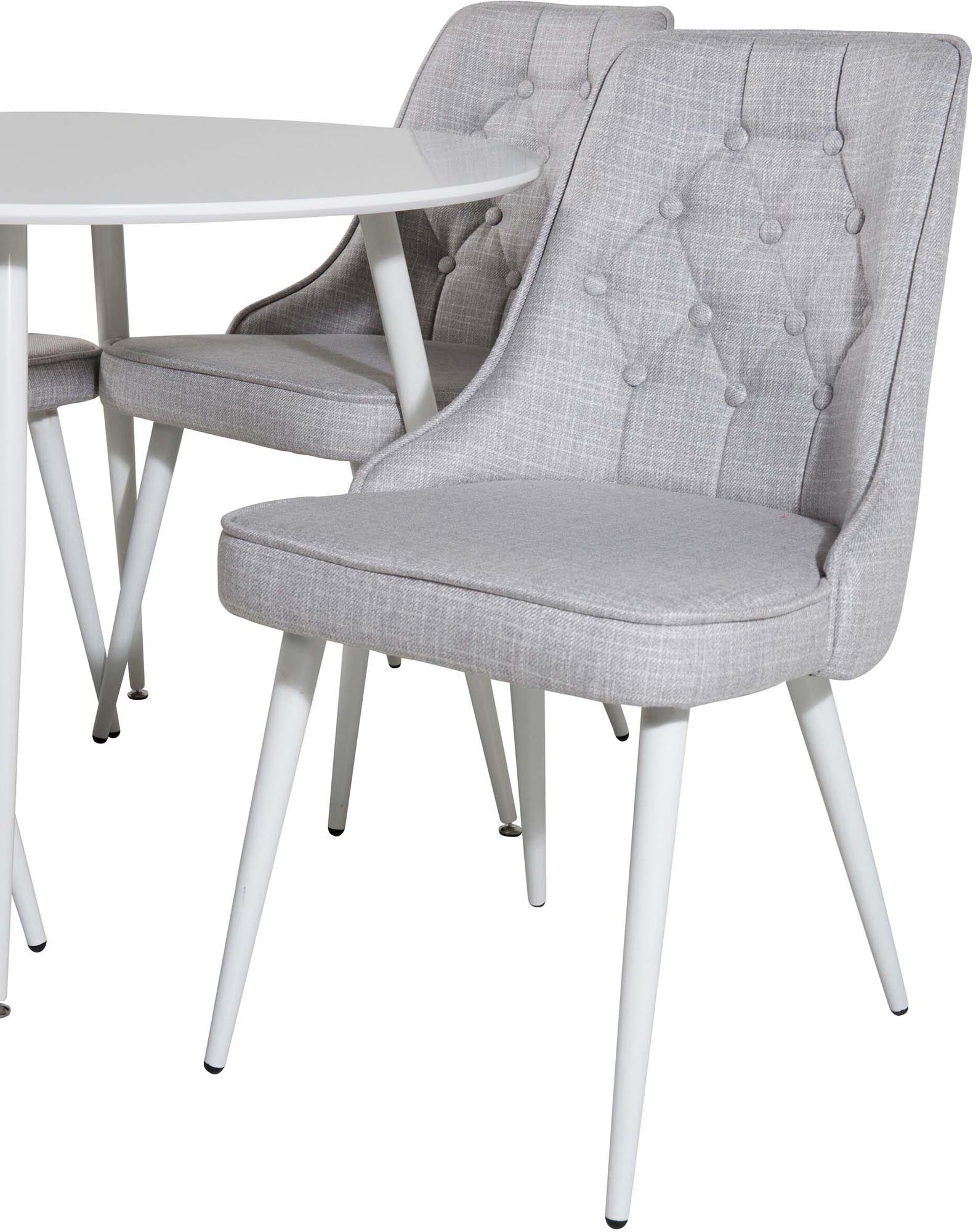 Plaza Esszimerset + Velvet Deluxe ⌀100cm/4St. in Weiss präsentiert im Onlineshop von KAQTU Design AG. Esszimmerset ist von Venture Home