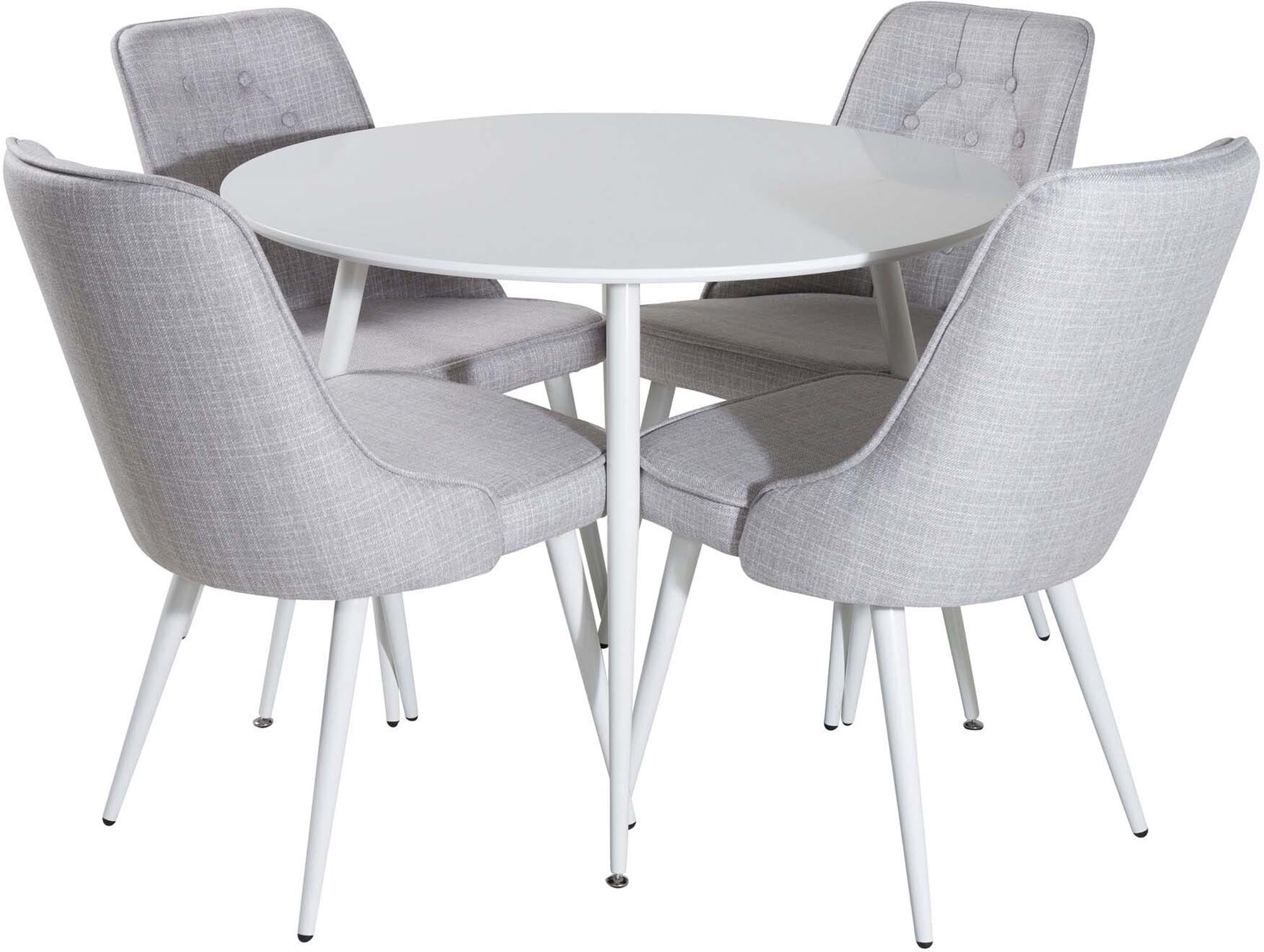 Plaza Esszimerset + Velvet Deluxe ⌀100cm/4St. in Weiss präsentiert im Onlineshop von KAQTU Design AG. Esszimmerset ist von Venture Home