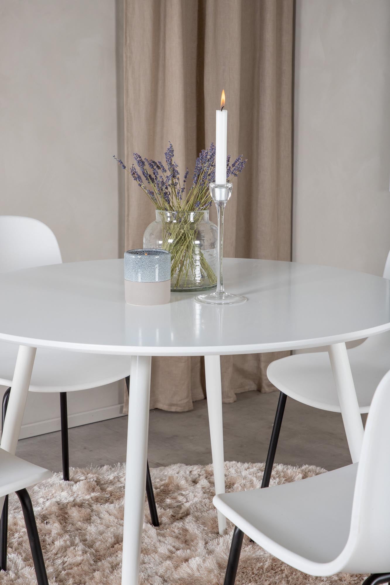 Plaza Esszimmerset + Arctic ⌀100cm/4St. in Schwarz-Weiss präsentiert im Onlineshop von KAQTU Design AG. Esszimmerset ist von Venture Home