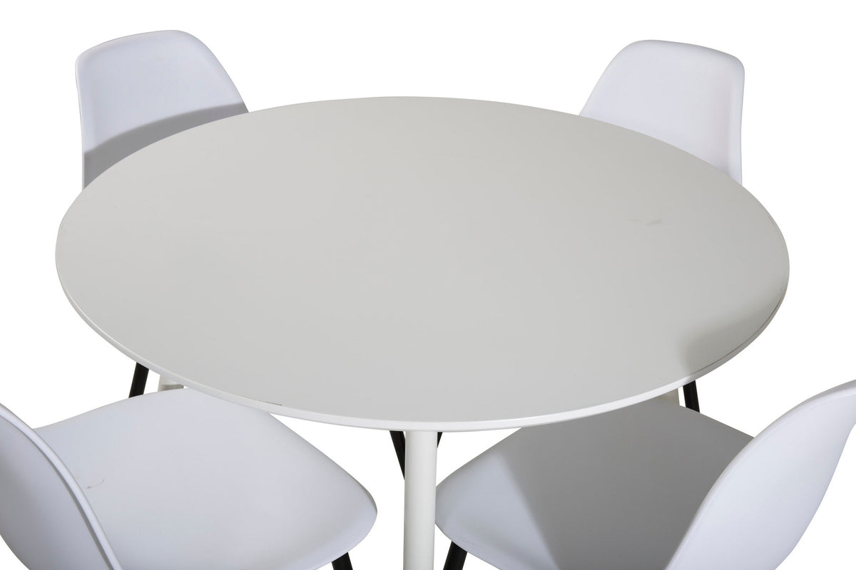 Plaza Esszimmerset + Polar ⌀100cm/4St. in Weiss / Schwarzgrau präsentiert im Onlineshop von KAQTU Design AG. Esszimmerset ist von Venture Home