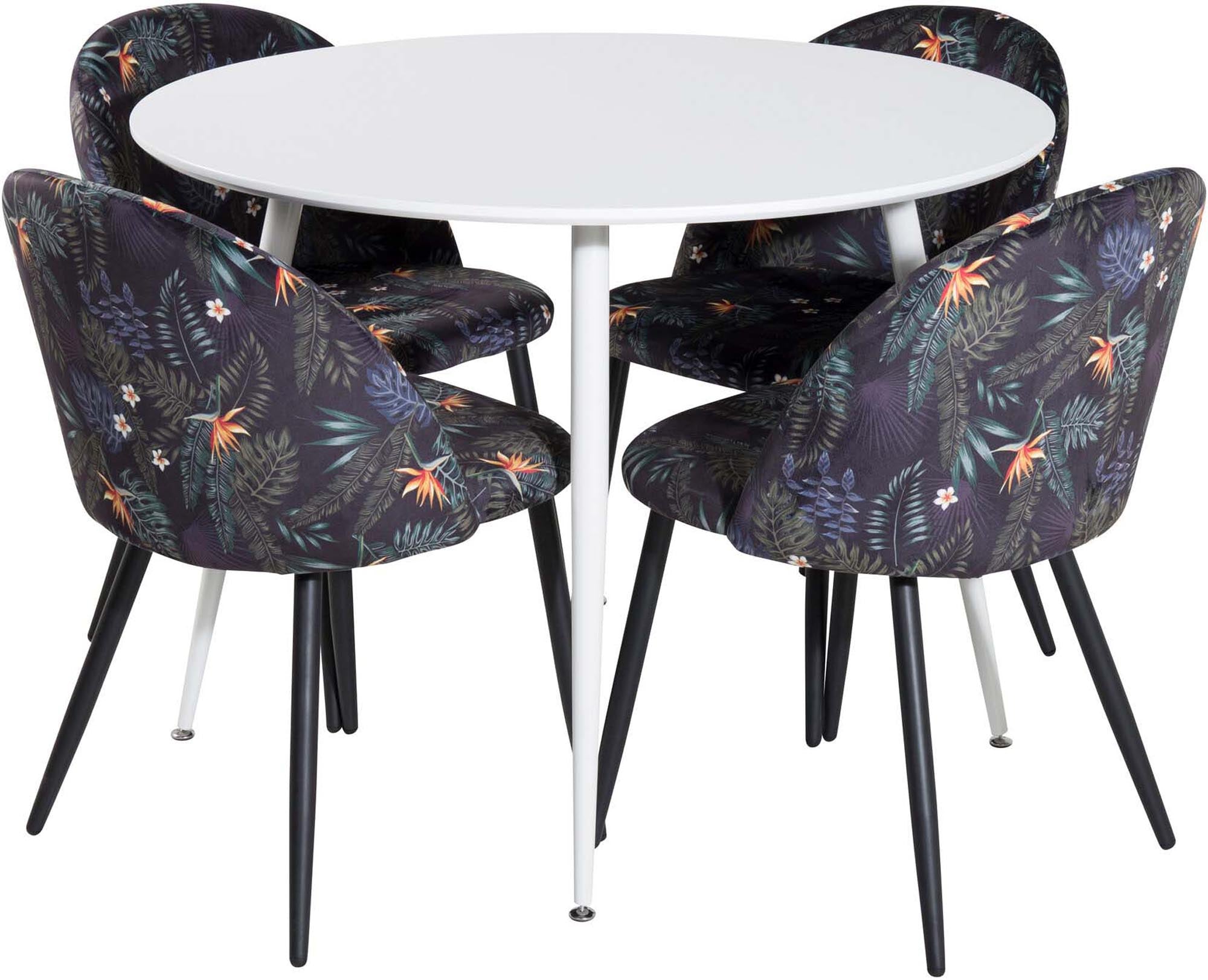 Plaza Esszimerset + Velvet ⌀100cm/4St. in Multicolor präsentiert im Onlineshop von KAQTU Design AG. Esszimmerset ist von Venture Home