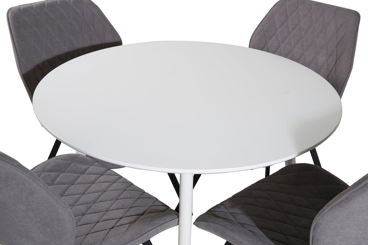 Plaza Esszimmerset + Gemma ⌀100cm/4St. in Weiss / Grau / Schwarz präsentiert im Onlineshop von KAQTU Design AG. Esszimmerset ist von Venture Home