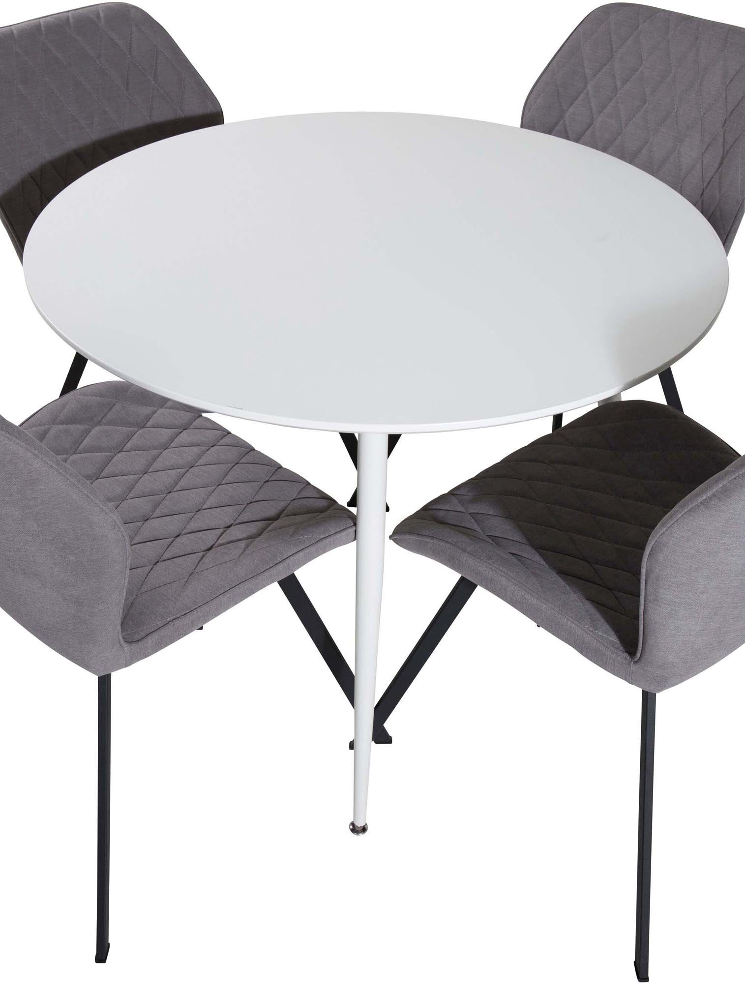 Plaza Esszimmerset + Gemma ⌀100cm/4St. in Weiss / Grau / Schwarz  präsentiert im Onlineshop von KAQTU Design AG. Esszimmerset ist von Venture Home
