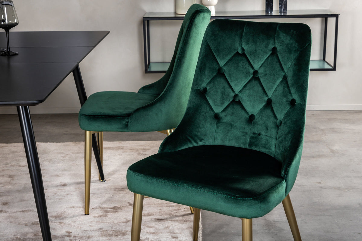 Silar Esszimmerset ausziehbar + Velvet Deluxe 120cm/4St. in Gold, Grün präsentiert im Onlineshop von KAQTU Design AG. Esszimmerset ist von Venture Home