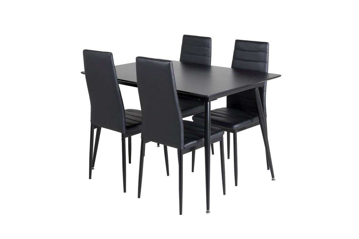 Silar Esszimmerset ausziehbar + Slim 120cm/4St. in Schwarz präsentiert im Onlineshop von KAQTU Design AG. Esszimmerset ist von Venture Home