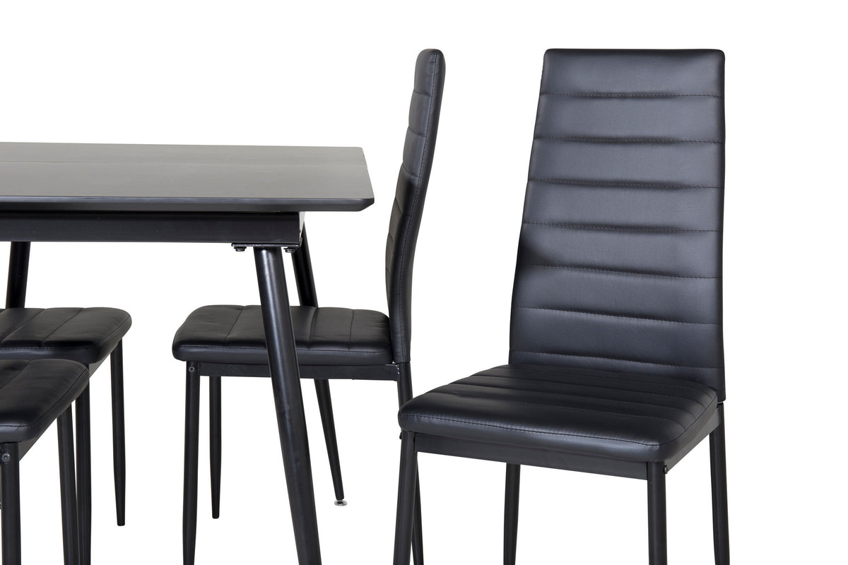 Silar Esszimmerset ausziehbar + Slim 120cm/4St. in Schwarz präsentiert im Onlineshop von KAQTU Design AG. Esszimmerset ist von Venture Home