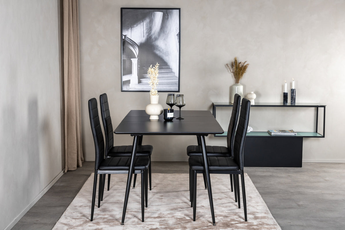 Silar Esszimmerset ausziehbar + Slim 120cm/4St. in Schwarz präsentiert im Onlineshop von KAQTU Design AG. Esszimmerset ist von Venture Home