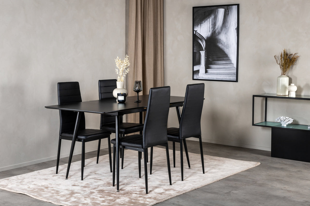 Silar Esszimmerset ausziehbar + Slim 120cm/4St. in Schwarz präsentiert im Onlineshop von KAQTU Design AG. Esszimmerset ist von Venture Home