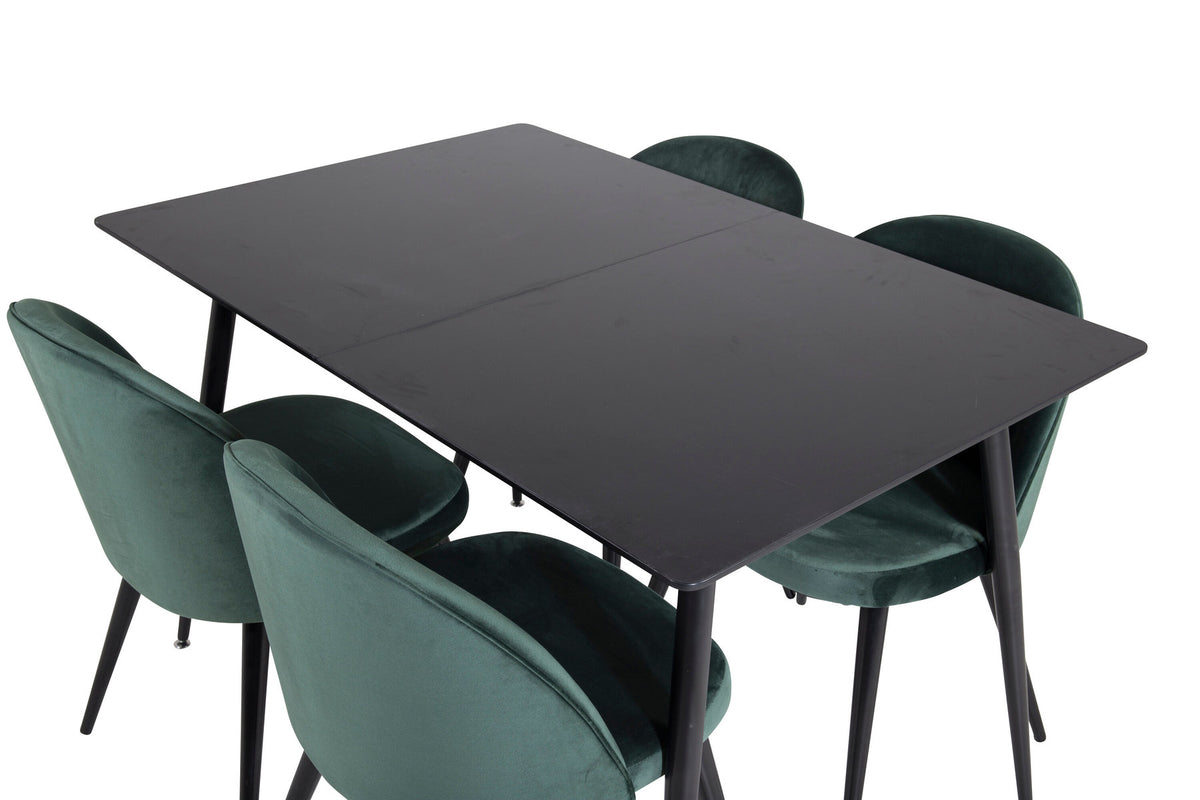 Silar Esszimmerset ausziehbar + Velvet 120cm/4St. in Schwarz / Grün präsentiert im Onlineshop von KAQTU Design AG. Esszimmerset ist von Venture Home