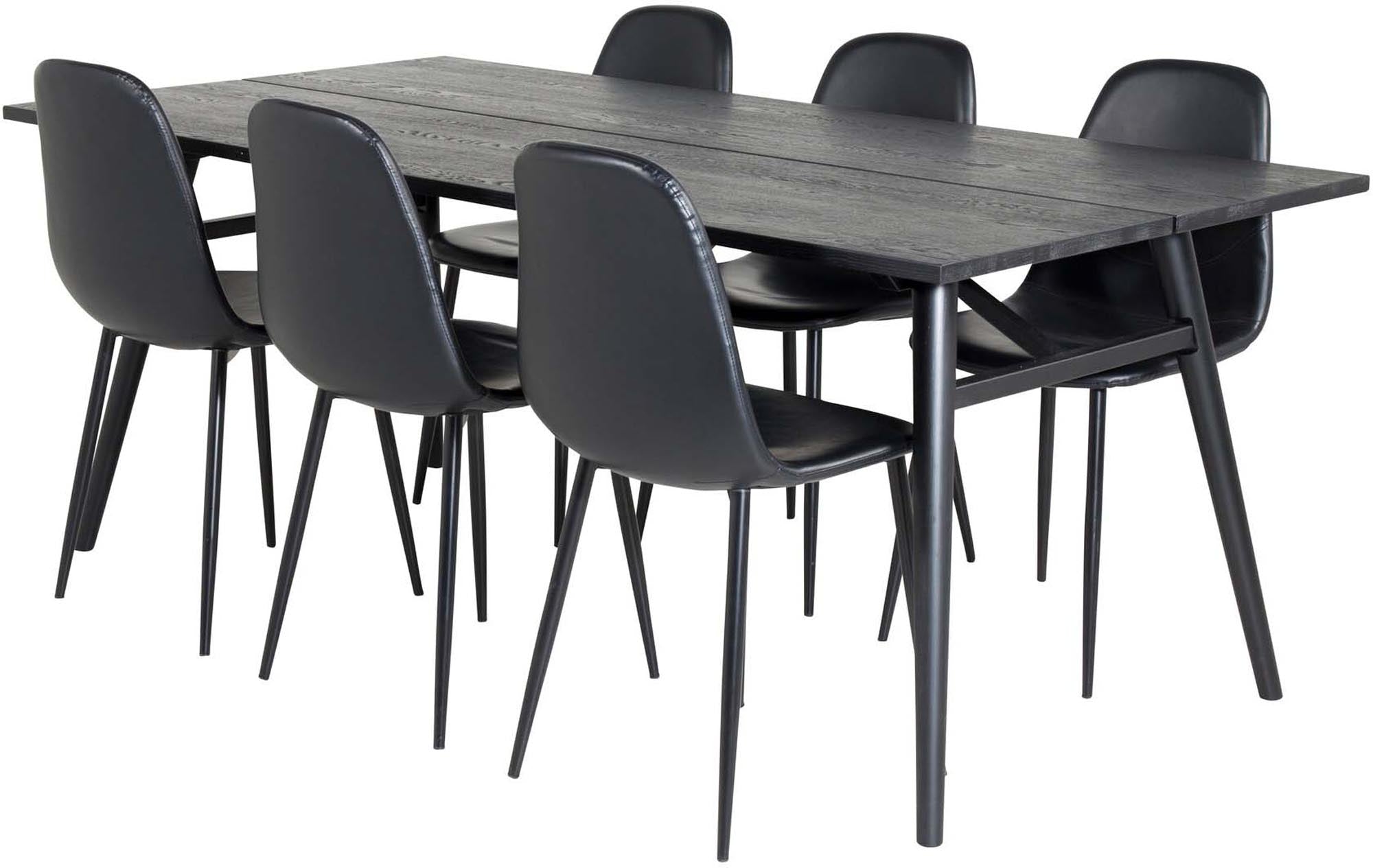 Sleek Esszimmerset ausziehbar + Polar 195cm/6St. in Schwarz präsentiert im Onlineshop von KAQTU Design AG. Esszimmerset ist von Venture Home
