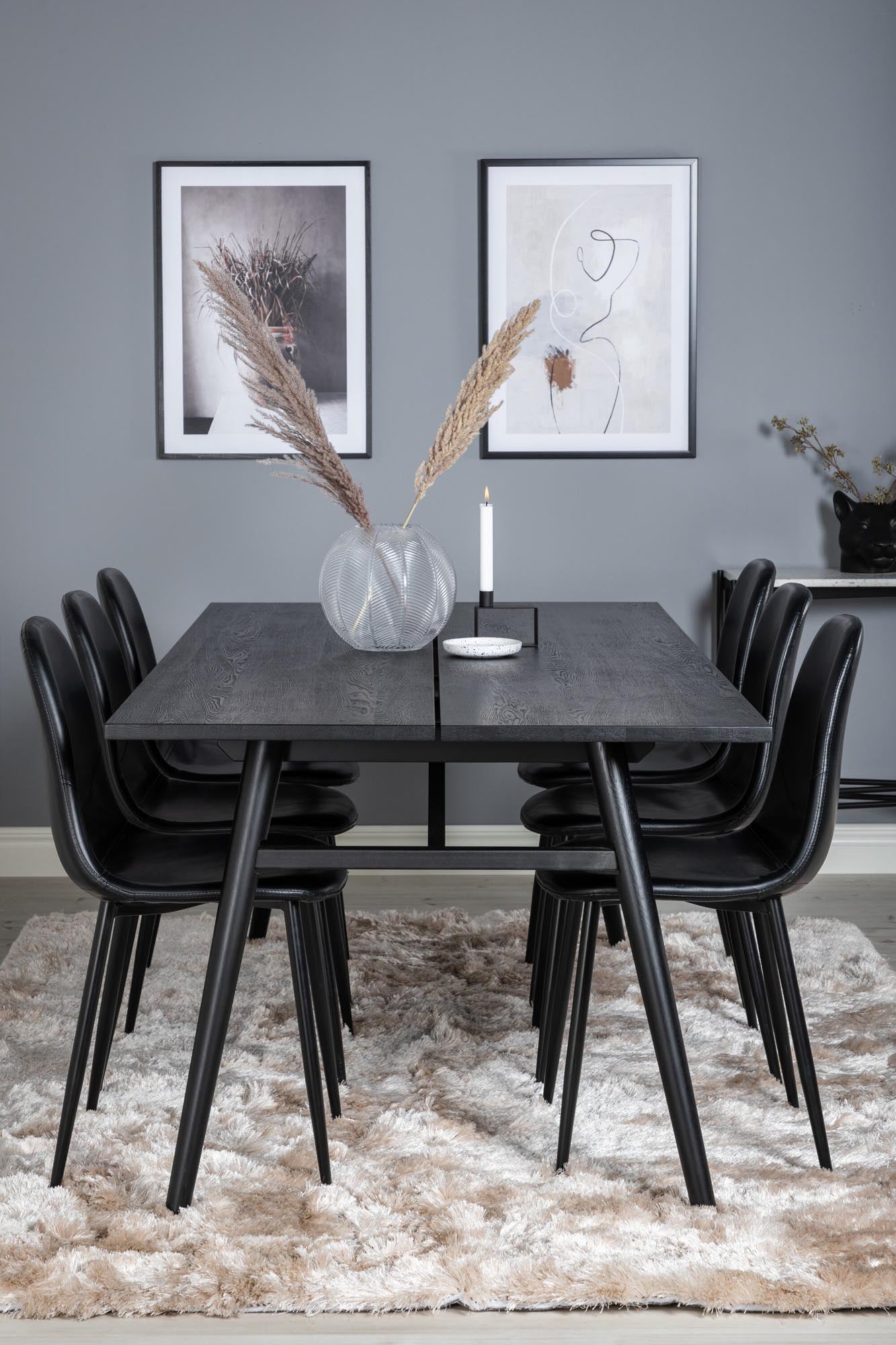 Sleek Esszimmerset ausziehbar + Polar 195cm/6St. in Schwarz präsentiert im Onlineshop von KAQTU Design AG. Esszimmerset ist von Venture Home