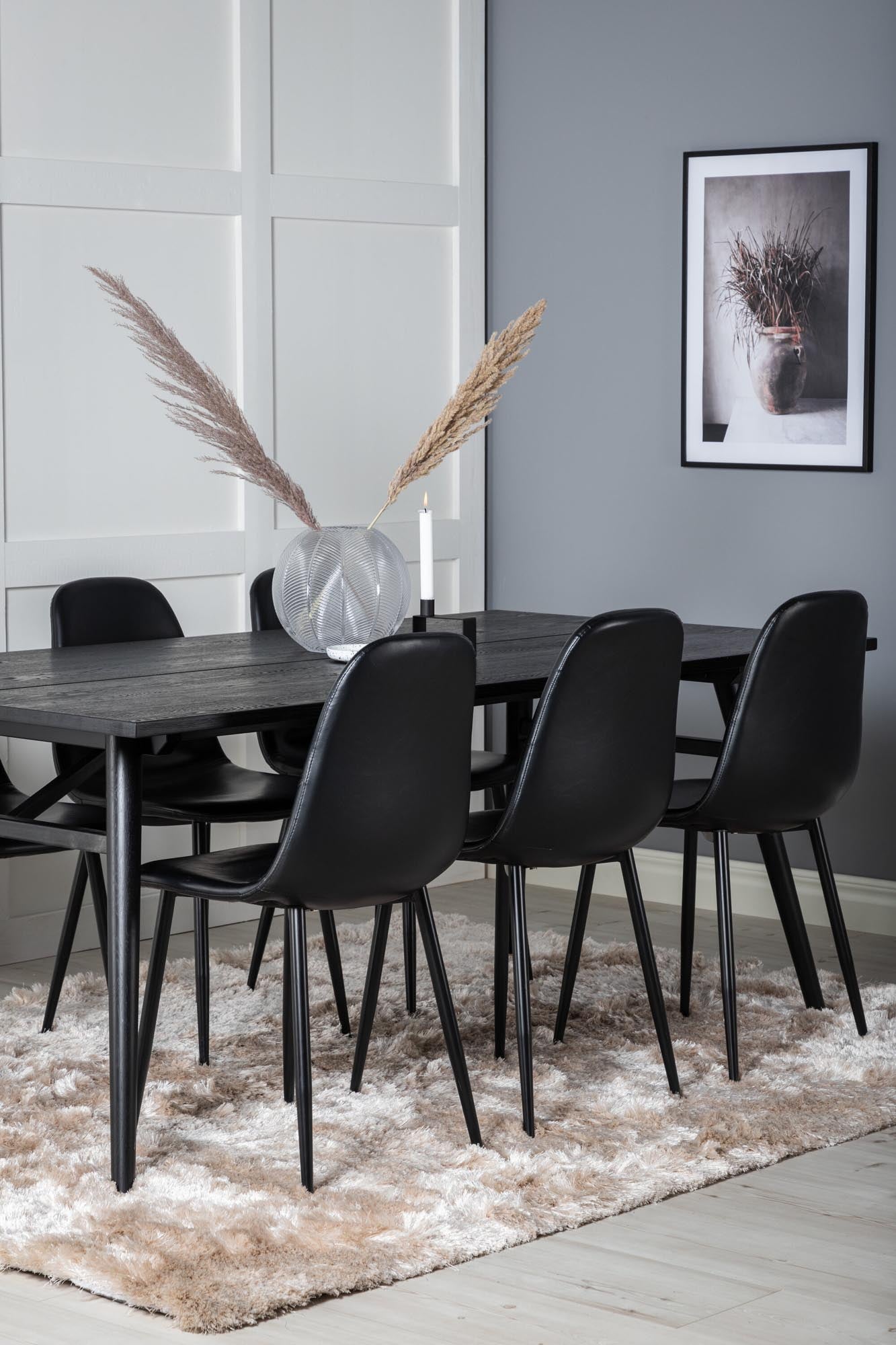 Sleek Esszimmerset ausziehbar + Polar 195cm/6St. in Schwarz präsentiert im Onlineshop von KAQTU Design AG. Esszimmerset ist von Venture Home
