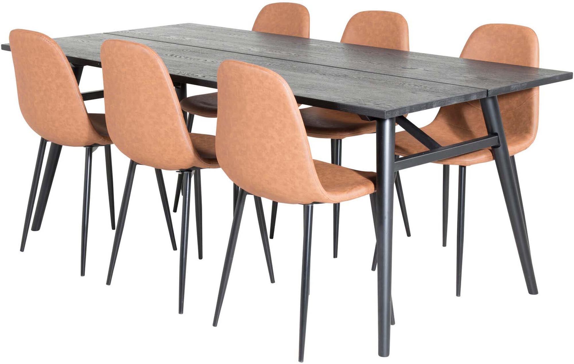 Sleek Esszimmerset ausziehbar + Polar 195cm/6St. in Schwarz Braun präsentiert im Onlineshop von KAQTU Design AG. Esszimmerset ist von Venture Home