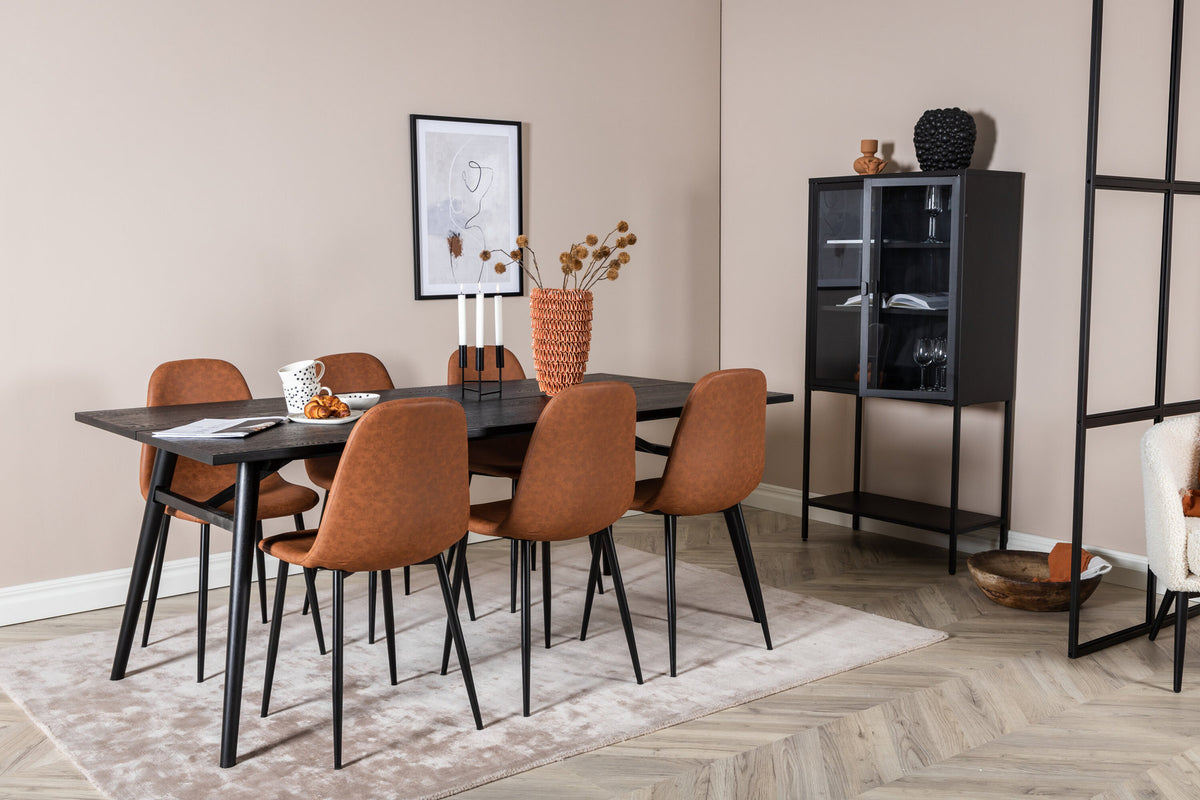 Sleek Esszimmerset ausziehbar + Polar 195cm/6St. in Schwarz Braun präsentiert im Onlineshop von KAQTU Design AG. Esszimmerset ist von Venture Home