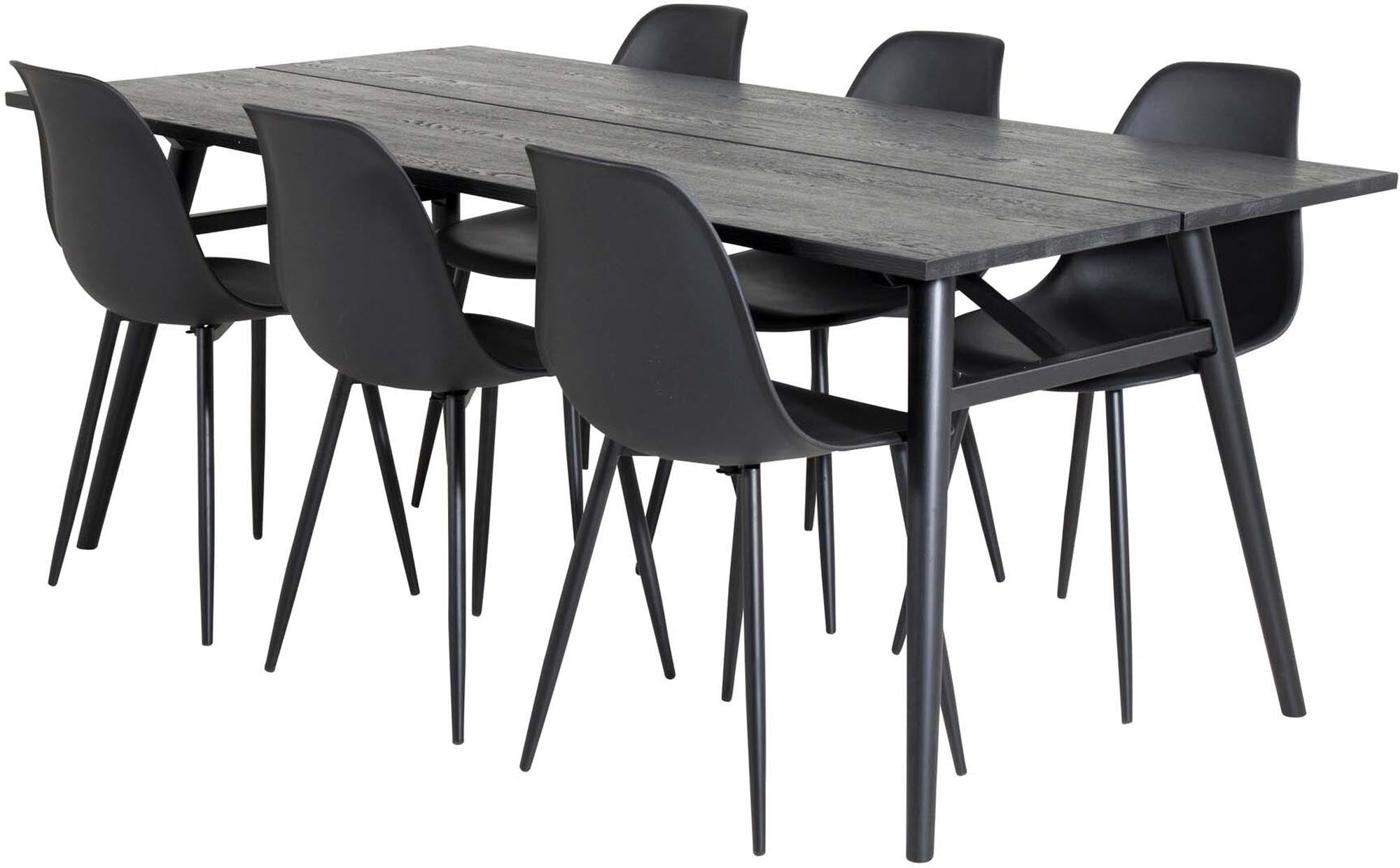 Sleek Esszimmerset ausziehbar + Polar 195cm/6St. in Schwarz präsentiert im Onlineshop von KAQTU Design AG. Esszimmerset ist von Venture Home