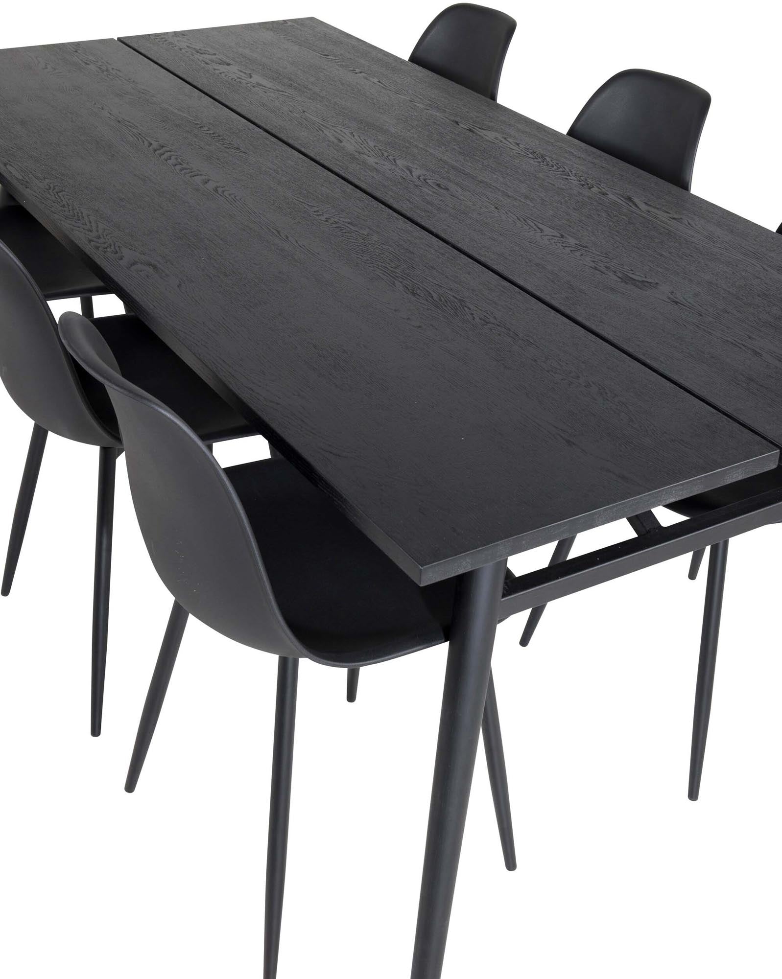 Sleek Esszimmerset ausziehbar + Polar 195cm/6St. in Schwarz präsentiert im Onlineshop von KAQTU Design AG. Esszimmerset ist von Venture Home