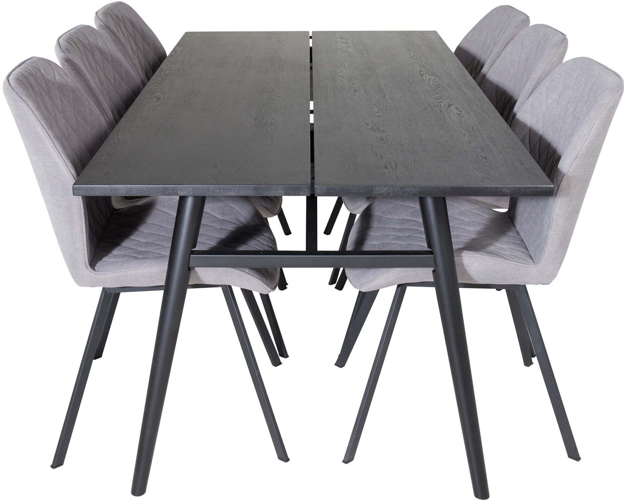 Sleek Esszimmerset ausziehbar + Gemma 195cm/6St. in Schwarzgrau präsentiert im Onlineshop von KAQTU Design AG. Esszimmerset ist von Venture Home