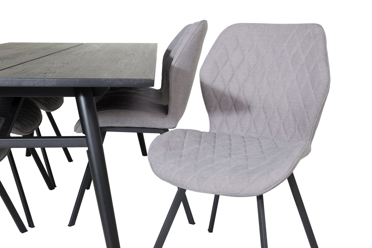 Sleek Esszimmerset ausziehbar + Gemma 195cm/6St. in Schwarzgrau präsentiert im Onlineshop von KAQTU Design AG. Esszimmerset ist von Venture Home