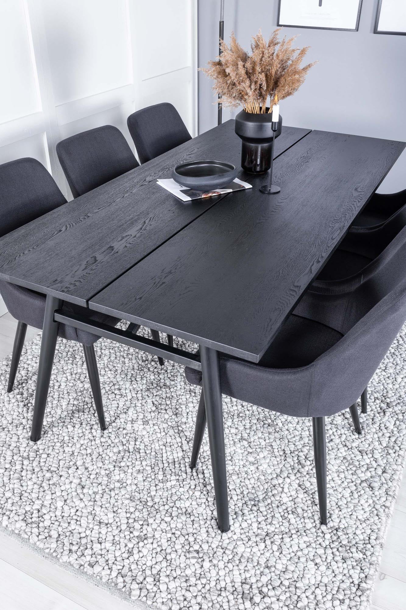 Sleek Esszimmerset ausziehbar + Plaza 195cm/6St. in Schwarz präsentiert im Onlineshop von KAQTU Design AG. Esszimmerset ist von Venture Home