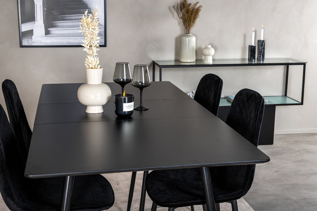 Silar Esszimmerset ausziehbar + Polar 120cm/4St. in Schwarz präsentiert im Onlineshop von KAQTU Design AG. Esszimmerset ist von Venture Home