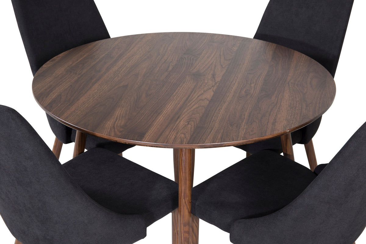 Plaza Esszimmerset + Leone ⌀100cm/4St. in Braun / Schwarz präsentiert im Onlineshop von KAQTU Design AG. Esszimmerset ist von Venture Home