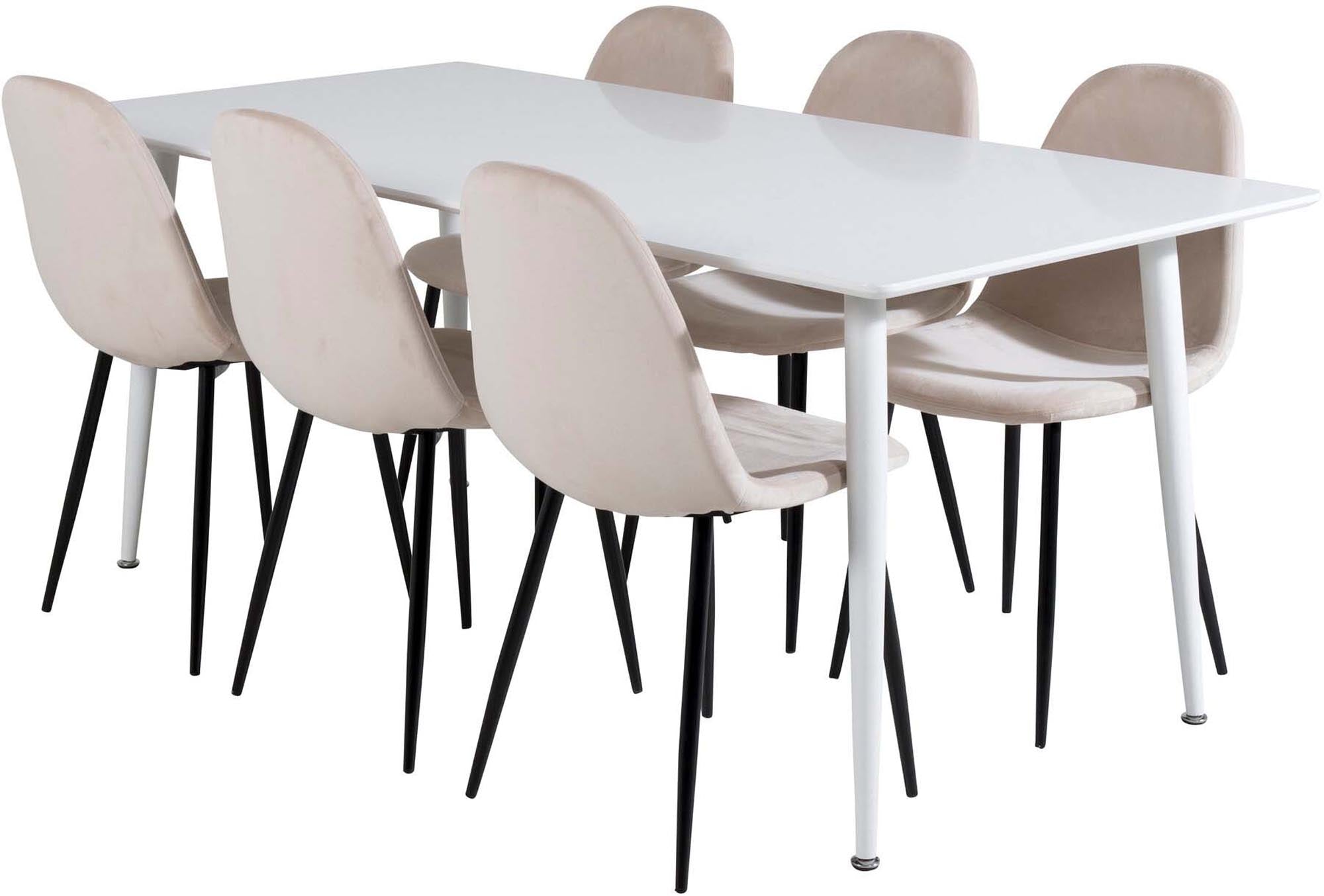 Polar Esszimmerset + Polar 180cm/6St. in Beige, Schwarz präsentiert im Onlineshop von KAQTU Design AG. Esszimmerset ist von Venture Home