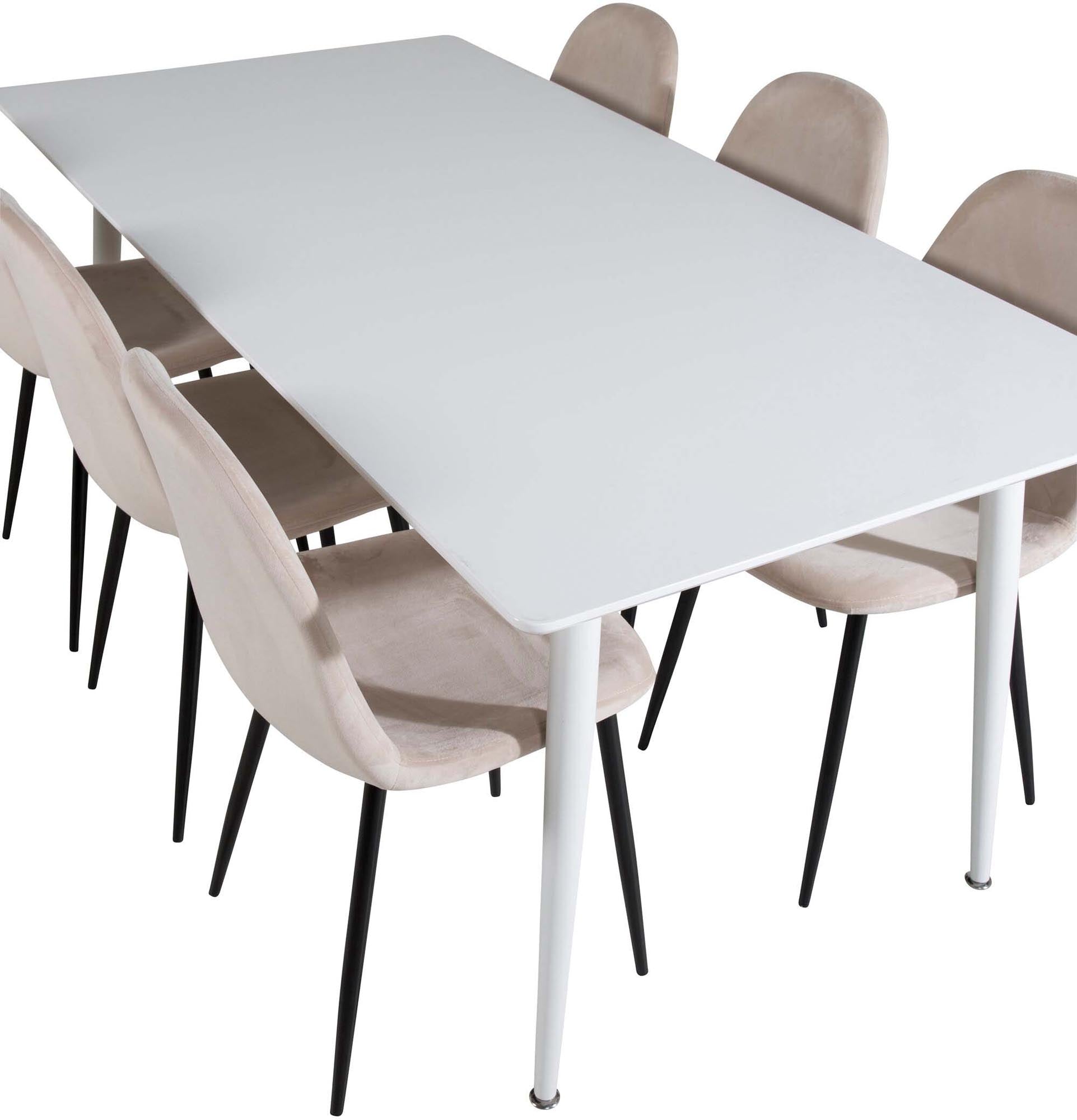 Polar Esszimmerset + Polar 180cm/6St. in Beige, Schwarz präsentiert im Onlineshop von KAQTU Design AG. Esszimmerset ist von Venture Home