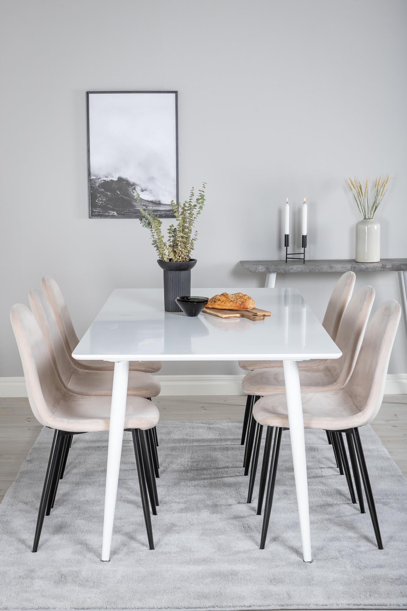 Polar Esszimmerset + Polar 180cm/6St. in Beige, Schwarz präsentiert im Onlineshop von KAQTU Design AG. Esszimmerset ist von Venture Home