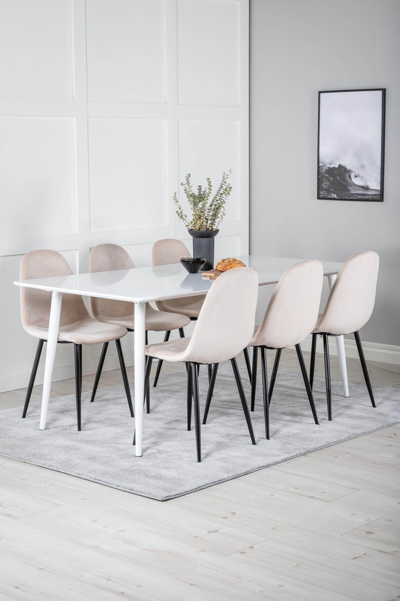 Polar Esszimmerset + Polar 180cm/6St. in Beige, Schwarz präsentiert im Onlineshop von KAQTU Design AG. Esszimmerset ist von Venture Home