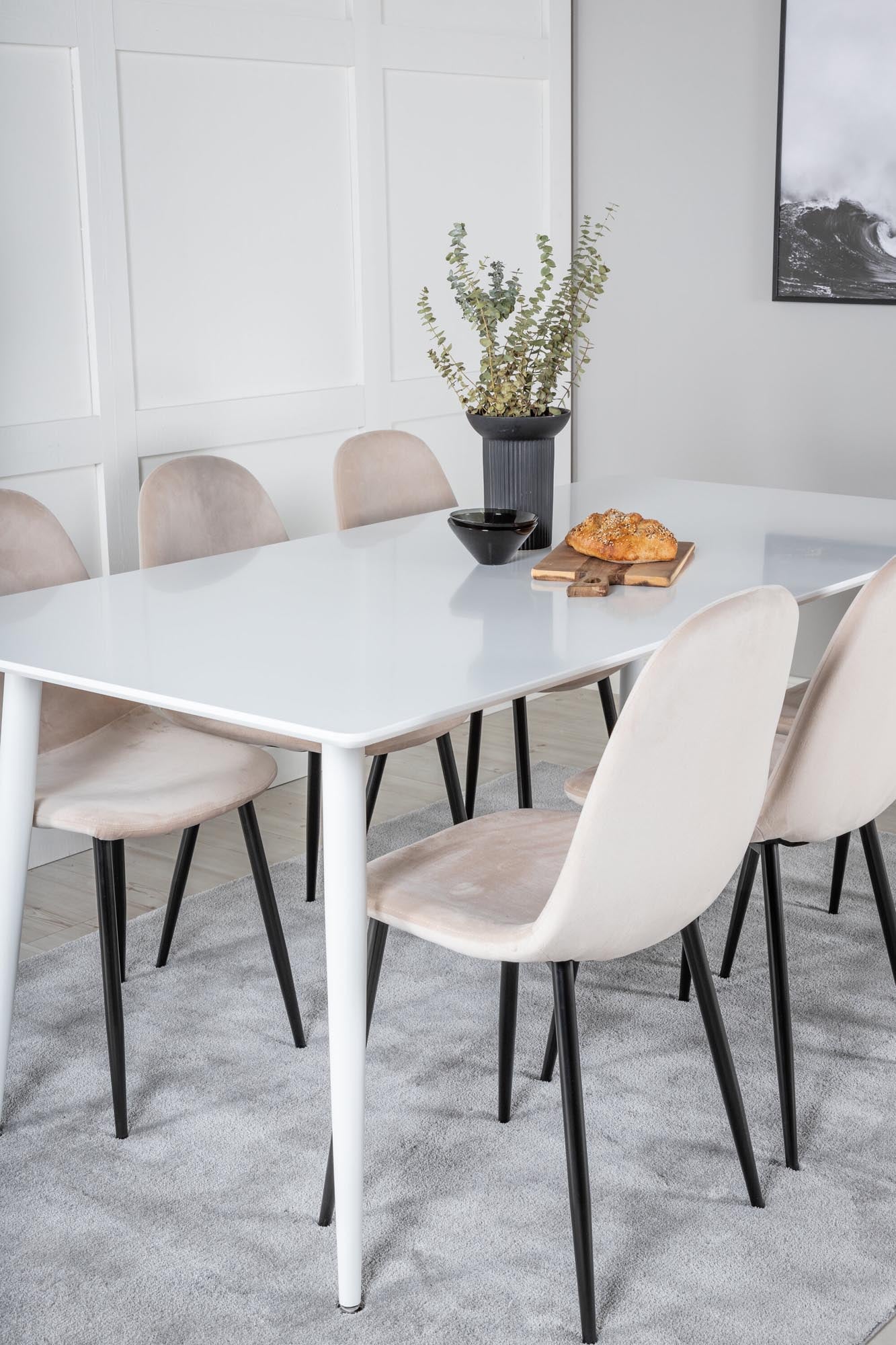 Polar Esszimmerset + Polar 180cm/6St. in Beige, Schwarz präsentiert im Onlineshop von KAQTU Design AG. Esszimmerset ist von Venture Home