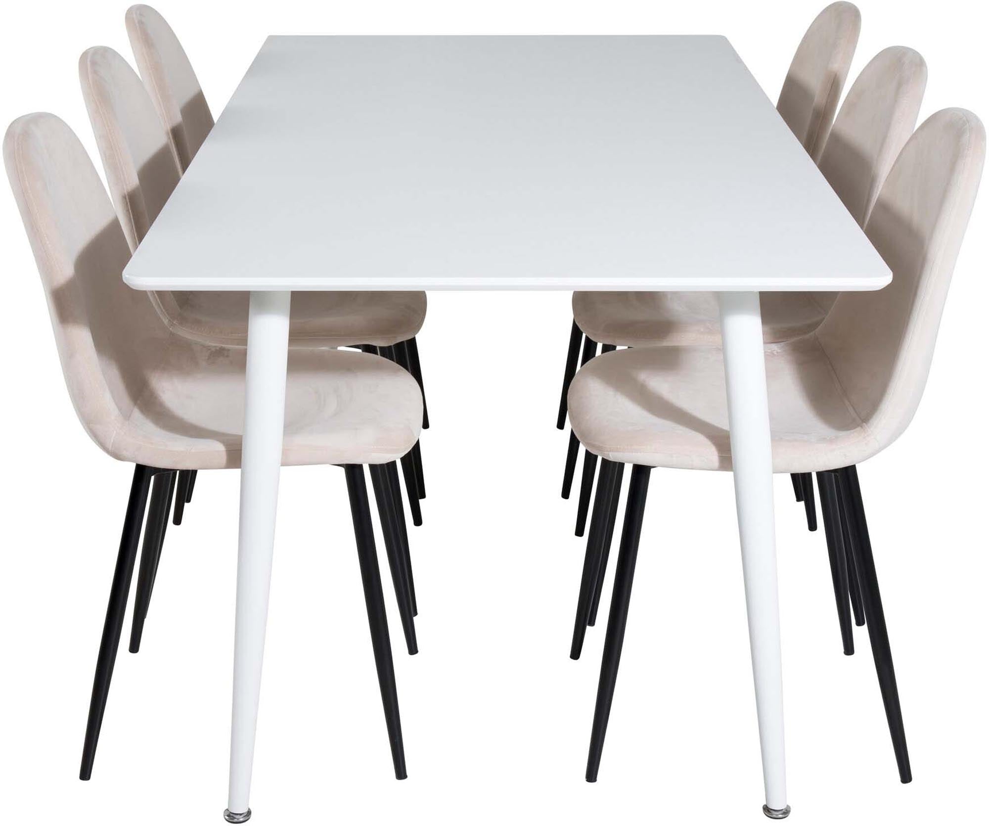 Polar Esszimmerset + Polar 180cm/6St. in Beige, Schwarz präsentiert im Onlineshop von KAQTU Design AG. Esszimmerset ist von Venture Home
