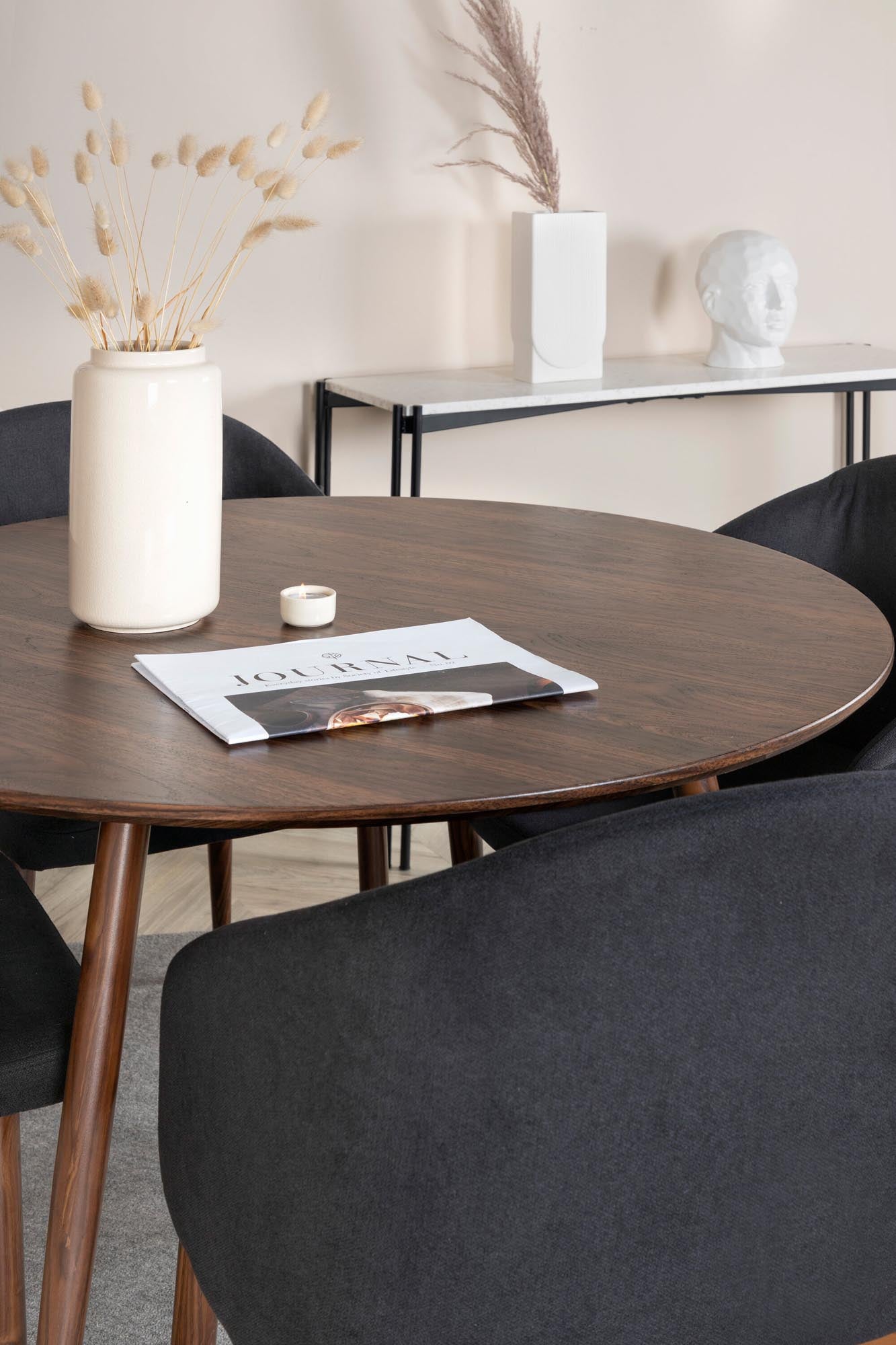Plaza Esszimmerset + Arch ⌀100cm/4St. in Schwarz, Natur präsentiert im Onlineshop von KAQTU Design AG. Esszimmerset ist von Venture Home